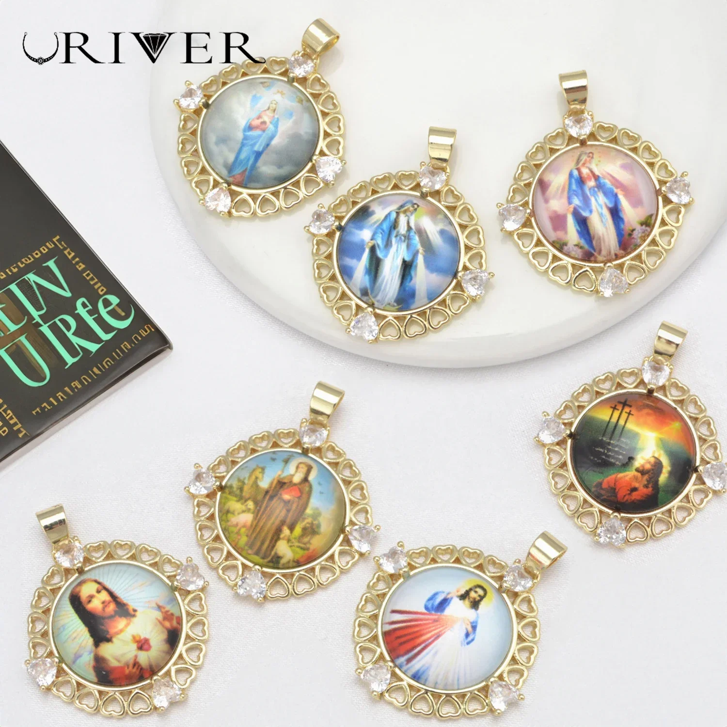 LJRIVER 1 Pcs Religious Pendant for accessories Making Faith Character Portray Charms DIY Jewelry Church Jewellery Materials