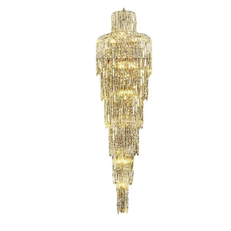 

European-style villa living room crystal lamp hotel lobby duplex hollow rotation