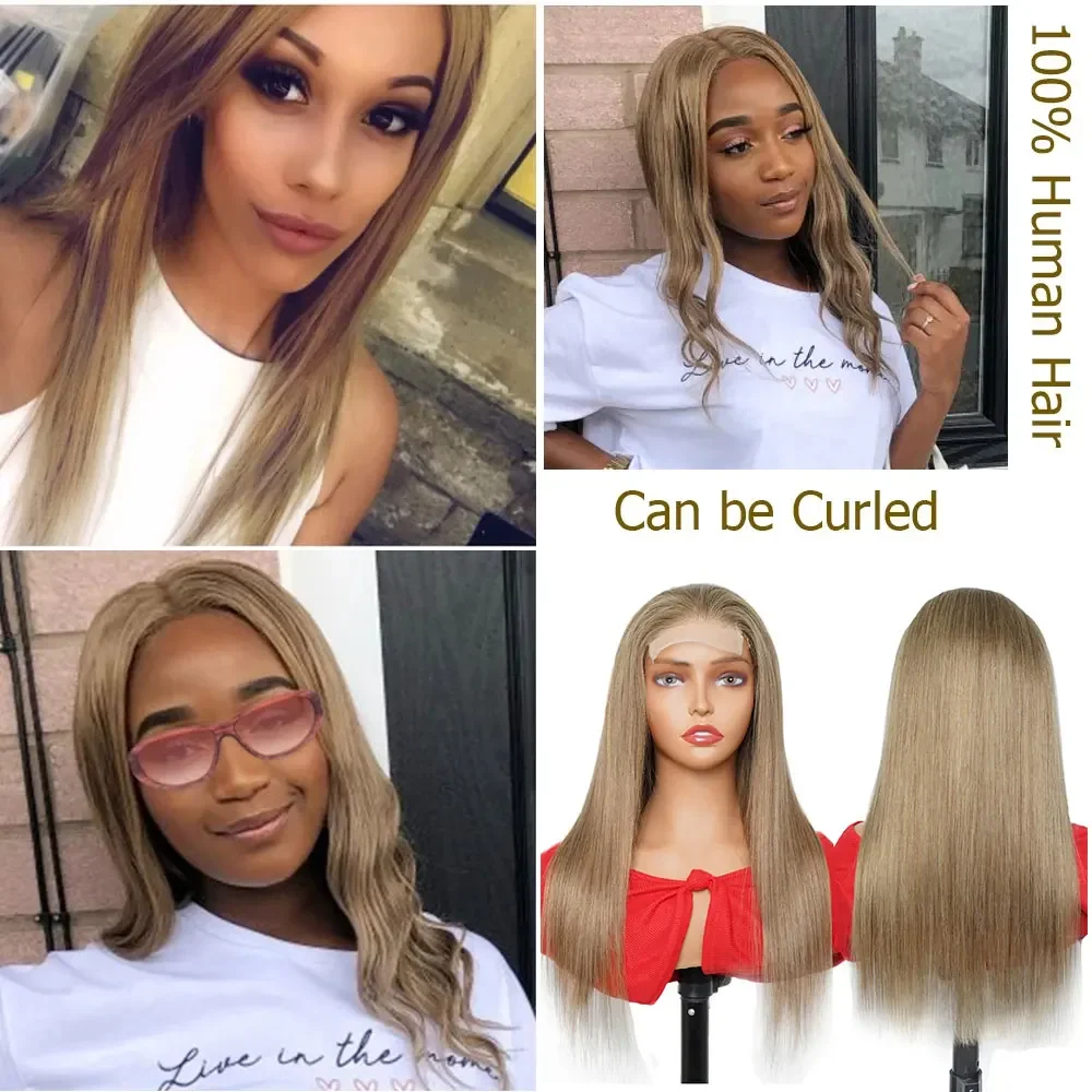 # 8 الرماد شقراء طويلة شعر مستعار مستقيم جزء مجاني الدانتيل إغلاق الجبهة شعر مستعار ريمي خصلات الشعر المستعار الإنسان للنساء الدانتيل الشفاف 200% الكثافة #6