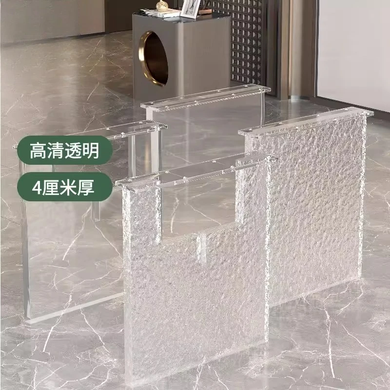 

4Cm thick plate acrylic water ripple table legs feet, suspended leg island table feet T-shaped one-shaped support fr