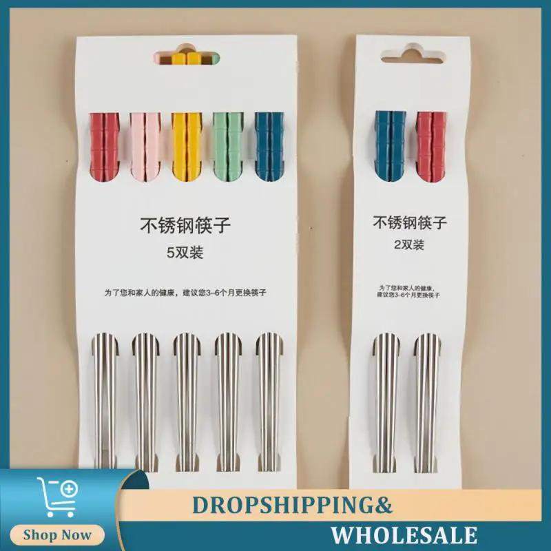 Colorful Chopsticks Non-slip Food Grade Household Tableware Chinese Chopsticks 5 Color Food Contact Grade Kitchen Accessories