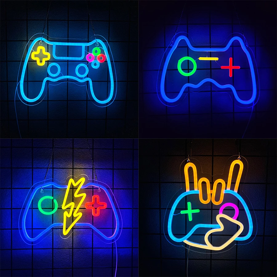 Game Handle Led Neon Sign, Bedroom Game Room Man Cave Club Party Decor, Usb-Powered Player Gifts For Teenagers And Boys.