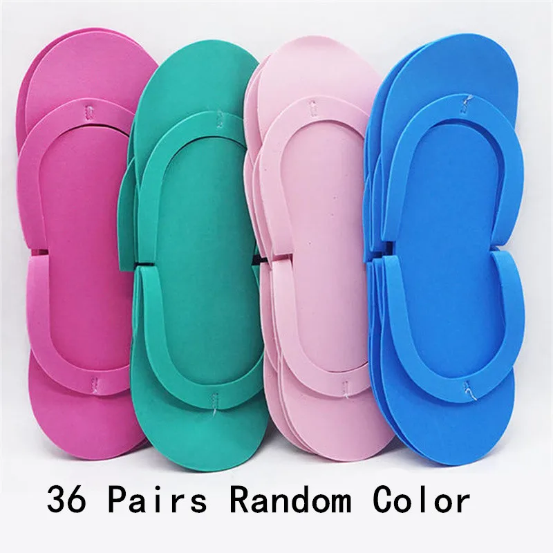 

12/24/36 Pairs Random Color Men Women Slippers Foam Disposable Slippers For Salon Spa Hotel Pedicure Foot Flip Flop Slipper