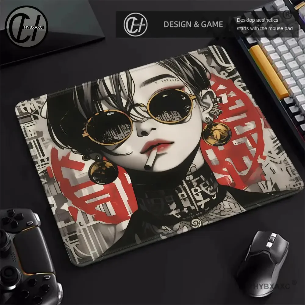 

Handsome Punk Girl Mouse Pad Rubber E-sport Waterproof PC Gaming Keyboard Office Table Non-slip 40*45cm Anime Desktop Decoration