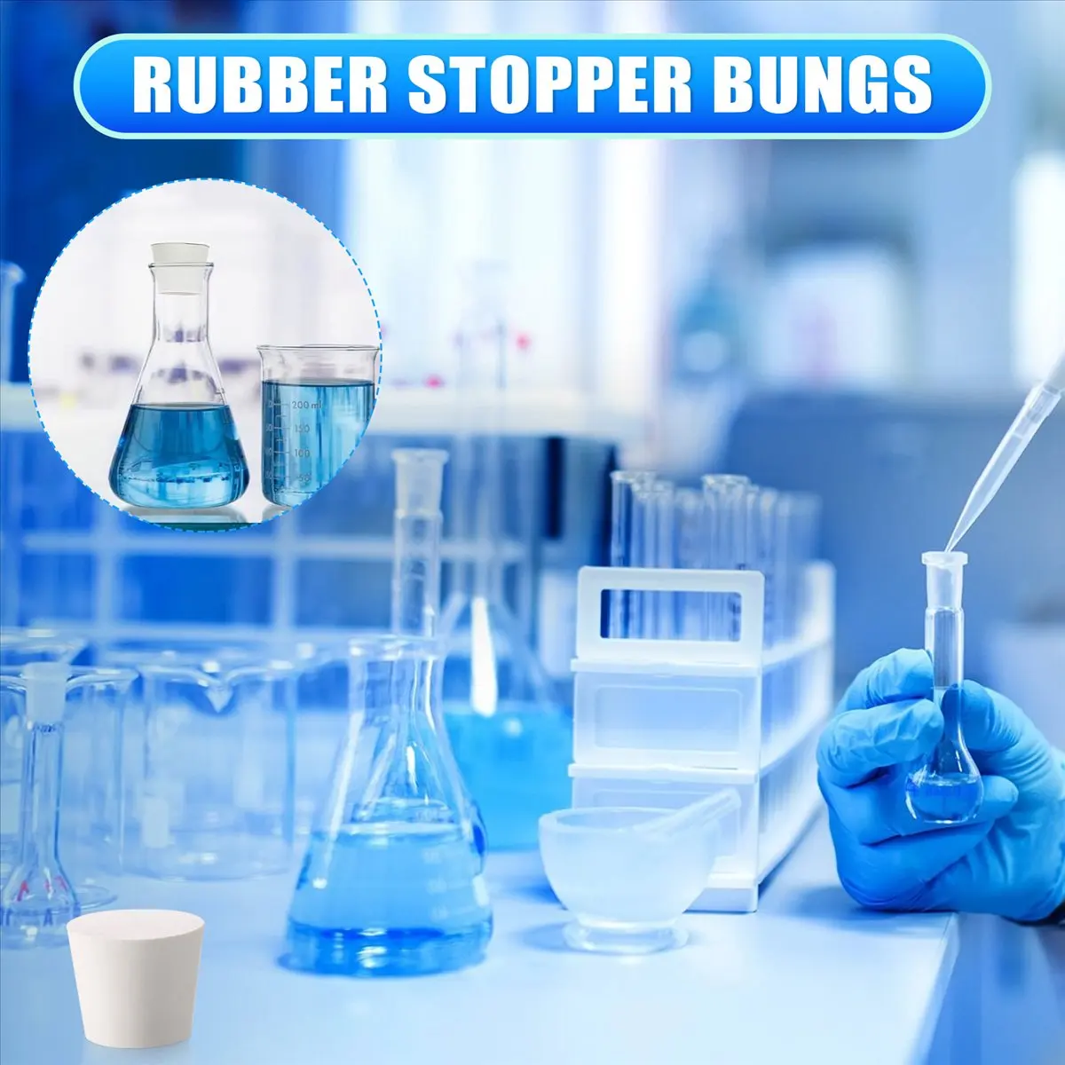 【2026 TOP Global】New Rubber Stopper Bungs Laboratory Solid Hole Stop Push-In Sealing Plug 7# 28*37mm