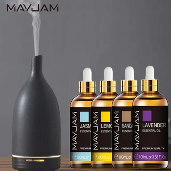 100 ml reine natürliche Jasmin-Teebaum-Sandelholz-ätherische Öle, Diffusor, Pflanze, Lavendel, Vanille, Rosmarin, Eukalyptus, ätherisches Öl