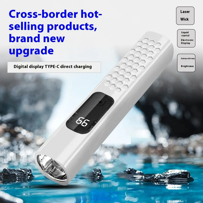 New Mini Flashlight Intelligent Digital Display USB C Rechargeable Zoomable Waterproof Light Outdoor Emergency Hiking Camping