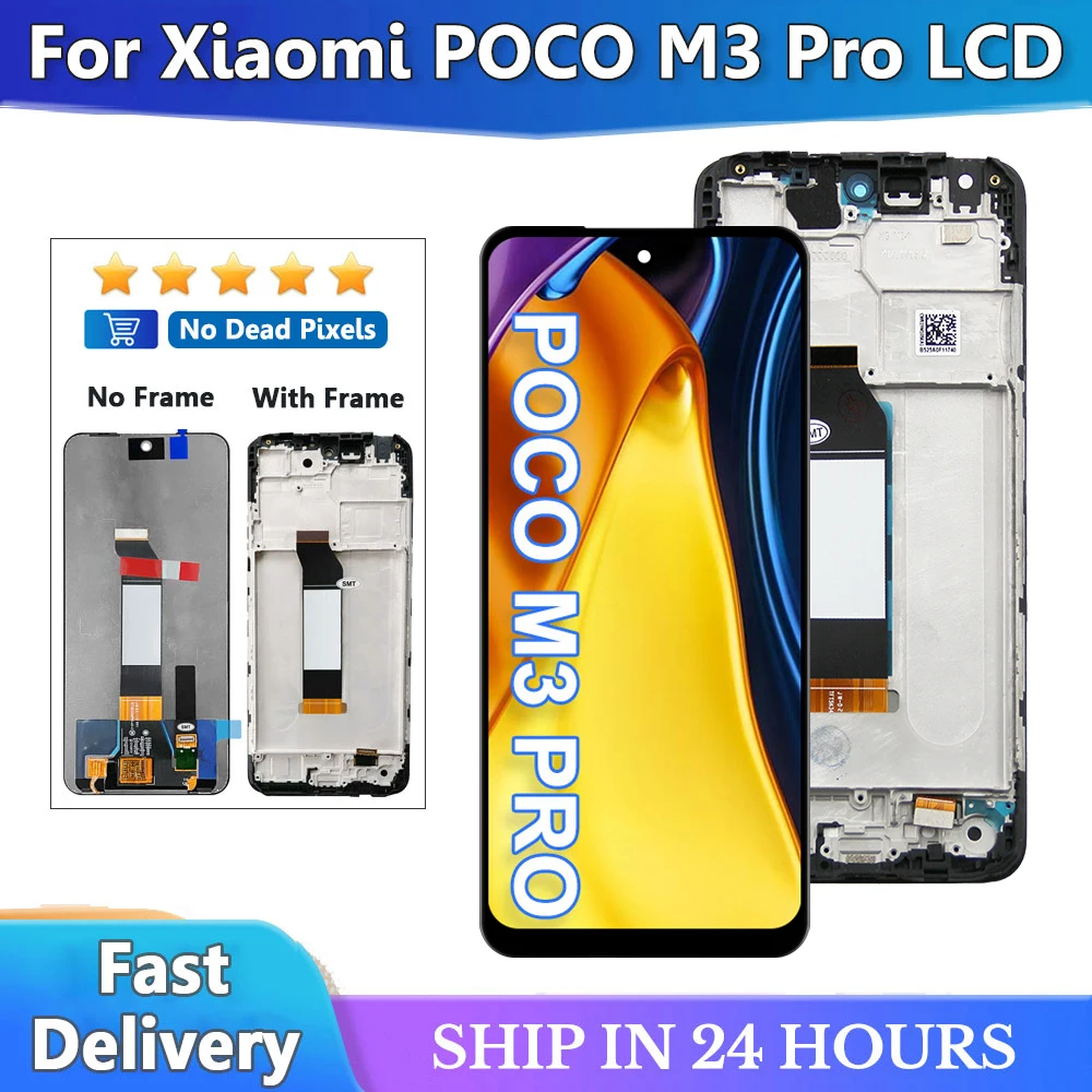 6.5 inch For Xiaomi Poco M3 Pro 5G M2103K19PG M2103K19PI LCD Display Touch Digitizer For Poco M3 Pro Screen with Frame