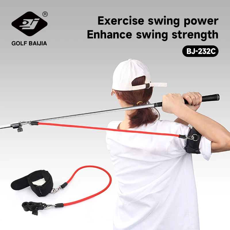 Red Golf Swing Practice Device: Indoor Training Rod Corrector with Delayed Release for Arm Posture Correction