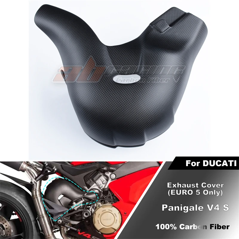 Motorcycle Exhaust Pipe Heat Shield Cover Guard Fairing For Ducati Panigale V4 S 2021+ Full Forged Carbon Fiber ( EURO 5 Only)