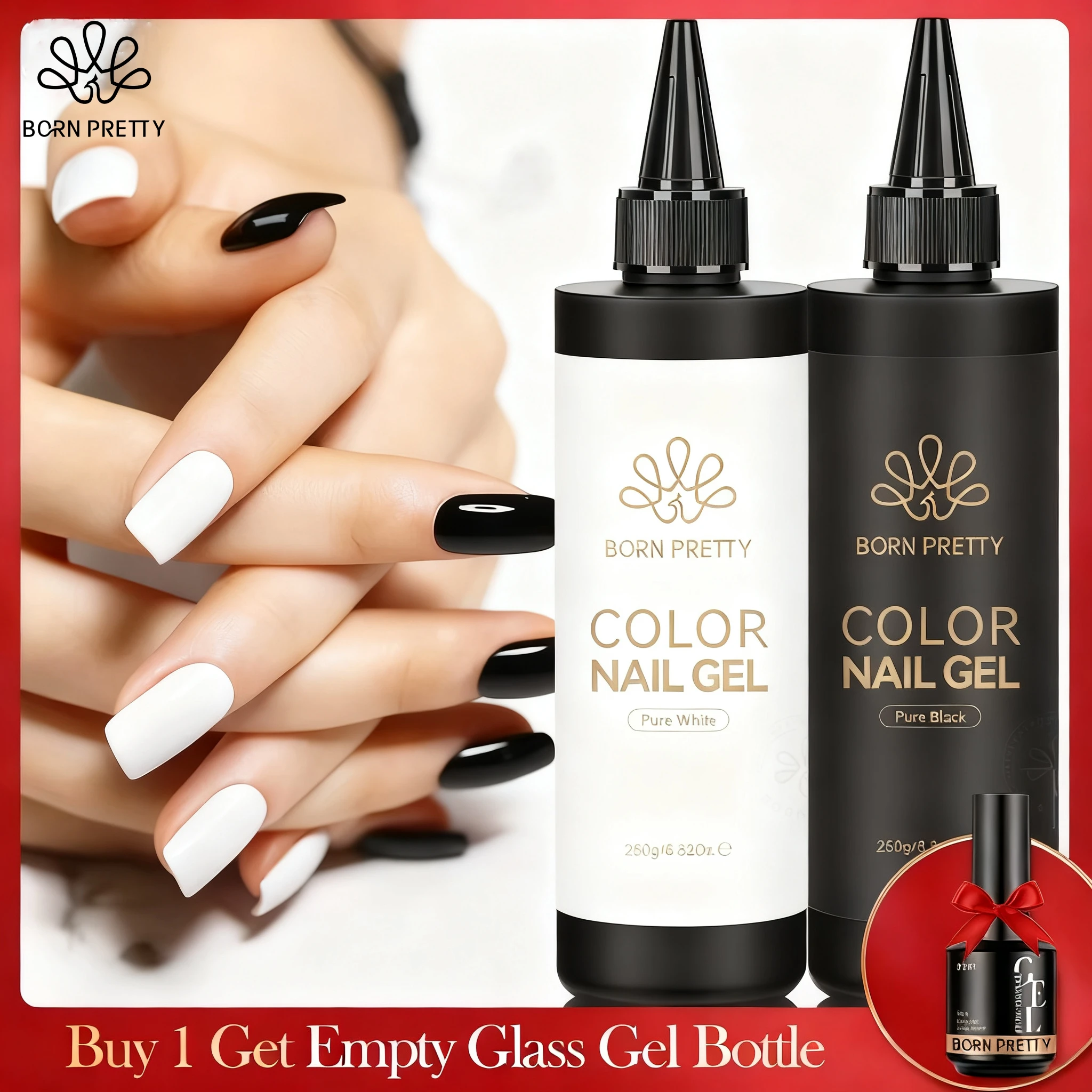 

BORN PRETTY 250g Black White Gel Nail Polish Varnish Semi Permanent Nail Design Manicure Salon Nail Supplies Base Top Coat