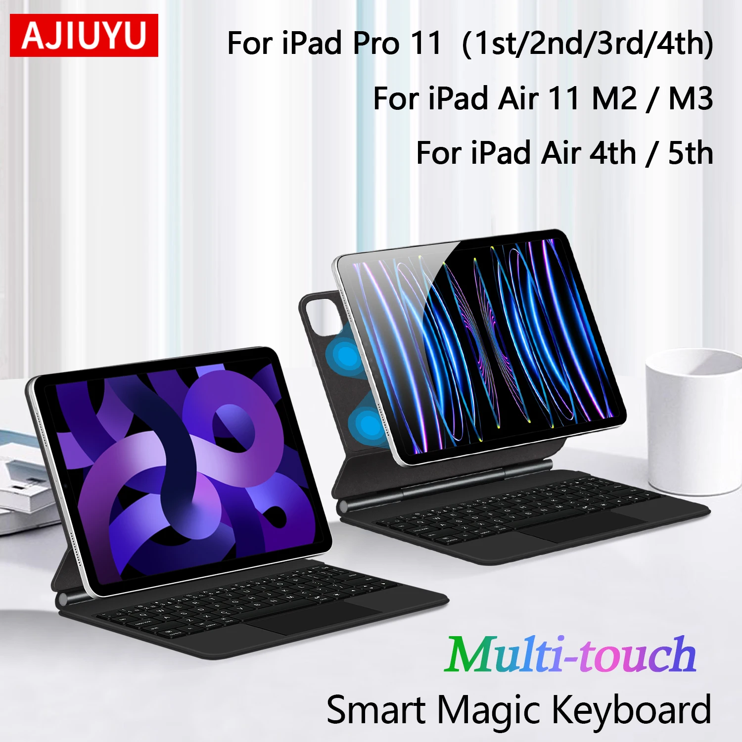

Чехол Magic Keyboard Folio для iPad Air 11 дюймов M3 M2 для iPad Pro 11 1st 2nd 3rd 4th Air 4 5 10,9 дюйма, чехол для клавиатуры Smart TouchPad