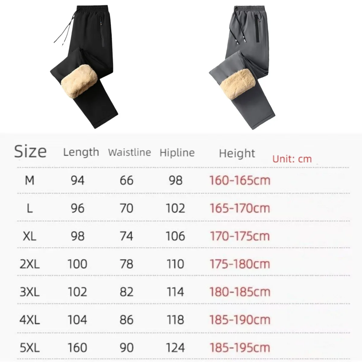 2024 Men Winter Plush Thick Fleece Sweatpants Lambswool Thermal Trousers Casual Pants Waterproof Windproof Warm Cotton Pants