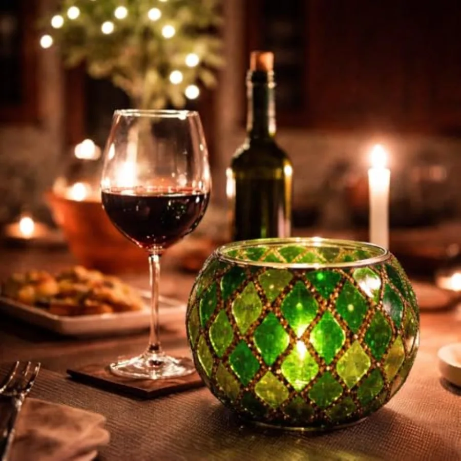 Votive Cndle Holder Te Lights Glss Cndle Holders, Mosaic Tealight Candle Holder, Candle Jar Cup for Wedding Centerpiece Party T