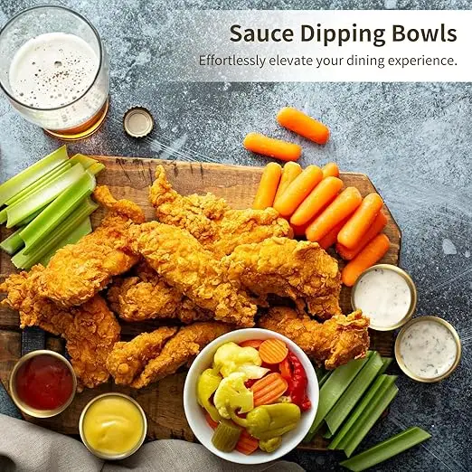 Contenedor de salsa de taza de salsa de inmersión de acero inoxidable 304 adecuado para uso en restaurantes, reuniones familiares, barbacoas, etc.