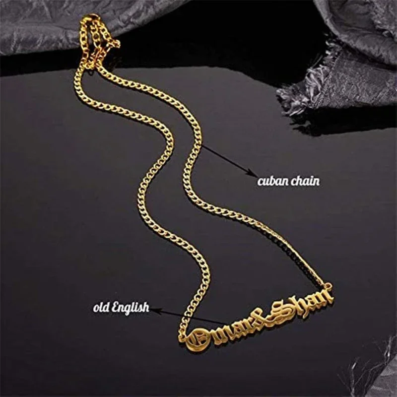 

Custom Name Necklaces Handmade Jewelry Old English Pendant Anniversary Gift Personalized Stainless Steel Letter Necklace Wedding