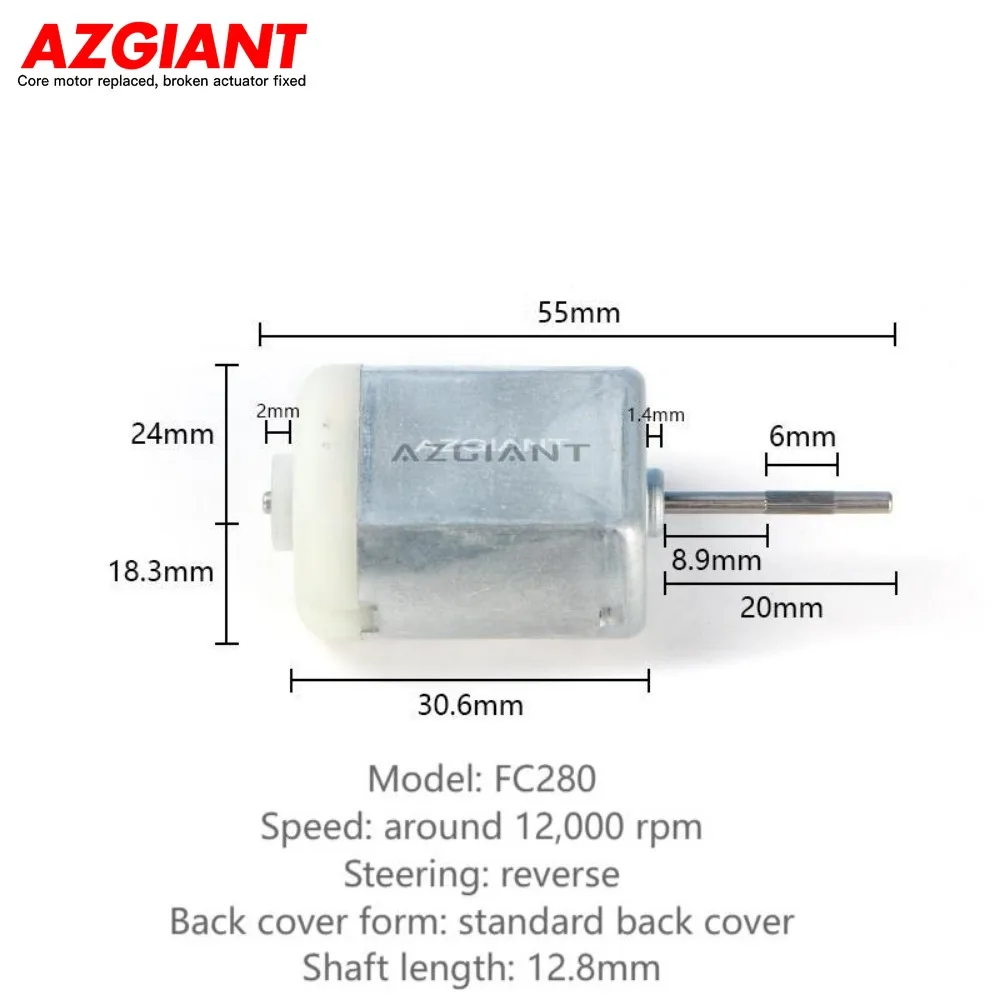 AZGIANT FC280 High-Speed Universal DC Motor 12V for Car Door Lock Direction Lock Trunk Lock Rearview Mirror Folding Module