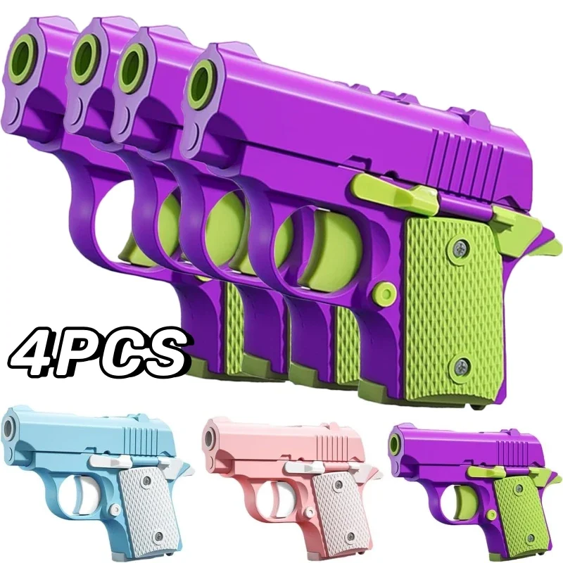 4PCS Fashion Kids Outdoor Toy Guns Children Stress Relief Decompression Gifts for Party Boys Girls Fun Fidget Pistol Model Toys