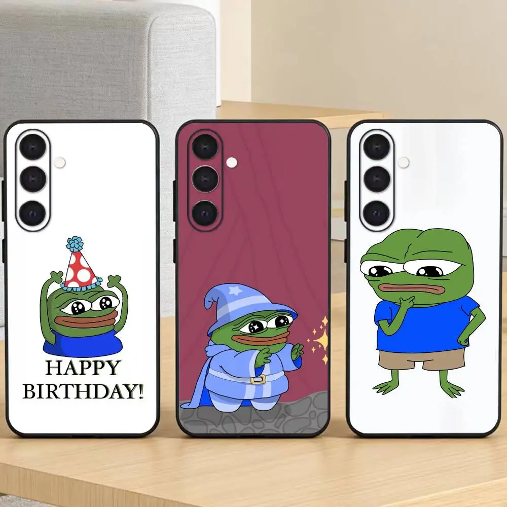 

P-Pepe The Funny Frog Phone Case For Samsung Galaxy A73,A21s,A22,A31,A52,A53,A71,A41Soft Black Shell
