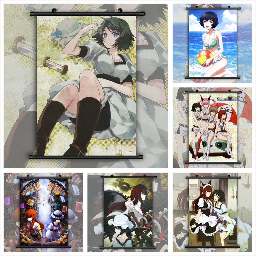 Steins Gate Makise Kurisu Christina Shiina Mayuri Retro Canvas Painting Anime Posters Wall Decor Wall Art Picture Home Decor