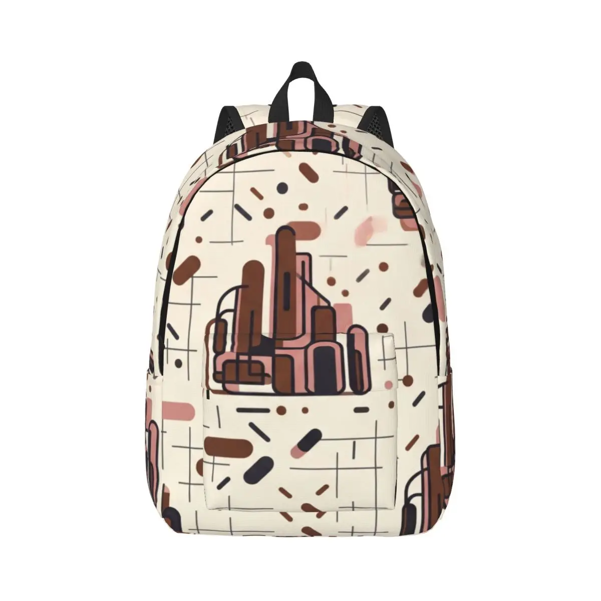 Weekend Travel Backpack Large City Grid Node Urban Commuter Cream Chocolate Brown Charcoal Casual Daypack for Short Trip Outdoor
