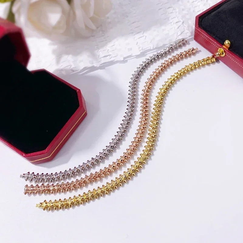 

925 sterling silver bracelet, with clasp design, punk style, luxurious model, suitable for women to wear, as a gift for couples