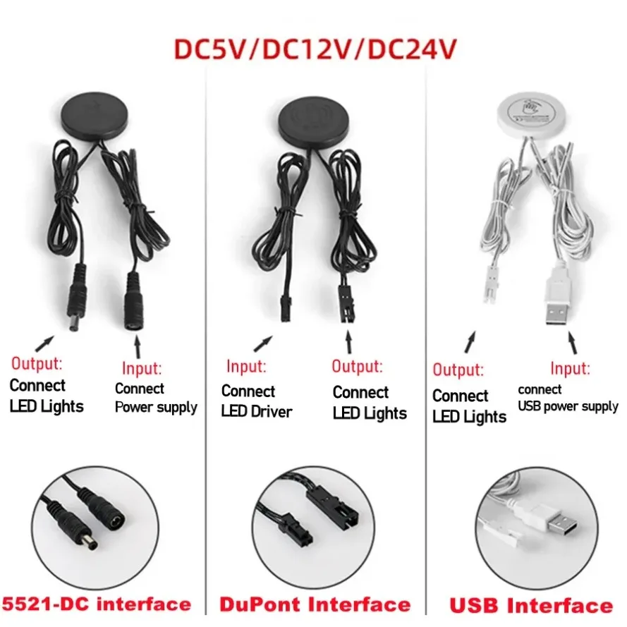 Sweep Dimmer Sensor Penetrating Switch 12V 24V Wood Panel Touch Switch LED Dimmable Touch Sensing Hidden for Wood Furniture