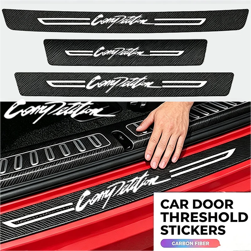 Car Door Sill Trunk Protect Strip Pedal Water Proofing Decals For Mitsubishi Competition Logo Threshold Guard Stickers Accessory