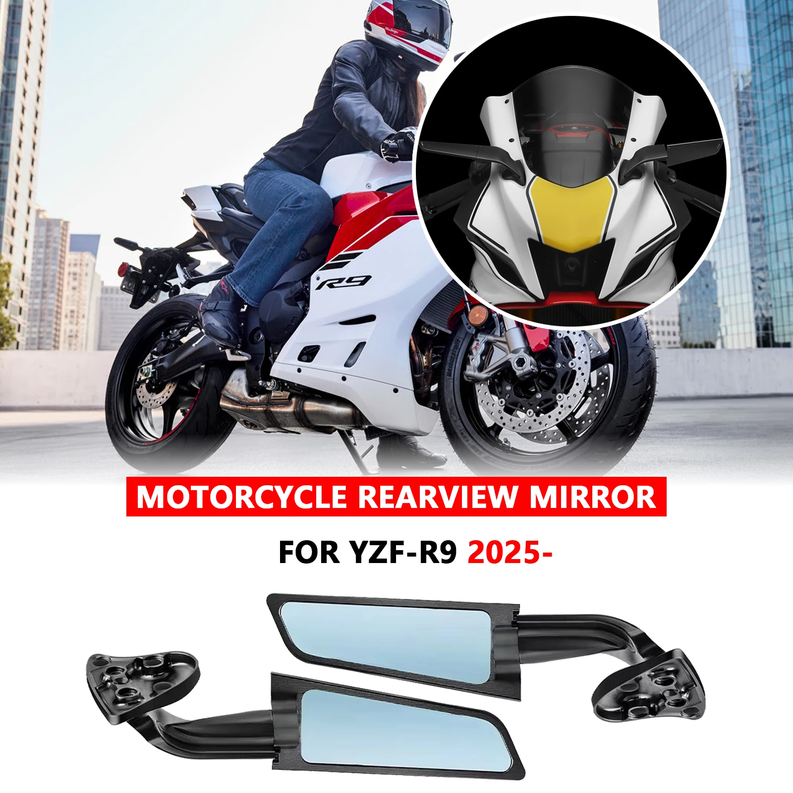 

Зеркало заднего вида для мотоцикла YZF-R9 YZF R9 yzfr9 2025, невидимое зеркало заднего вида, спортивное крылышко, комплект зеркала заднего вида