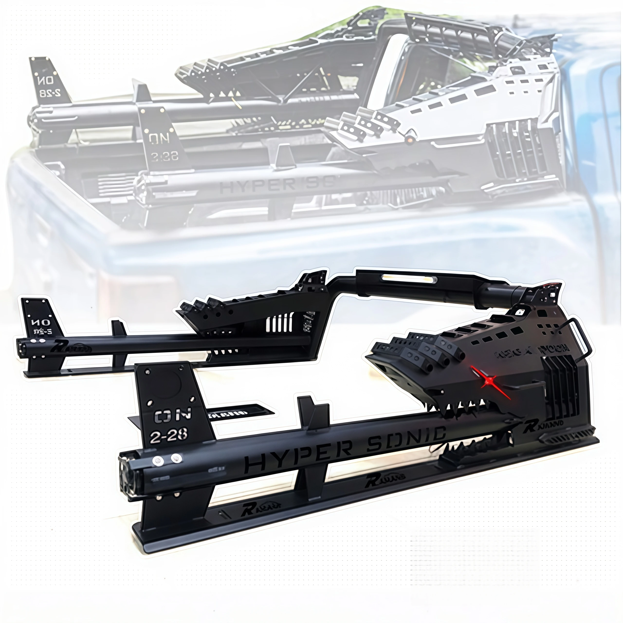 Barra Antivuelco Universal Reforzada Shark Sports con Luz LED, Negro Mate, para Hilux, Ranger, Raptor, D-Max, NP300, Navara, Triton, Amarok, Fácil Instalación