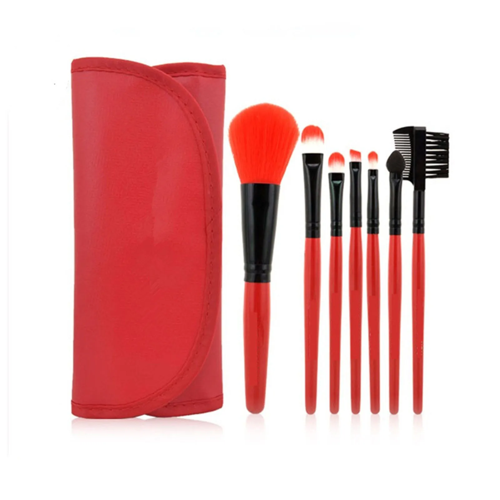 7Pcs Makeup Brush with Storage Bag Easy to Clean 5 Colors Makeup Brushes for Powder Liquid Cream Blending B88