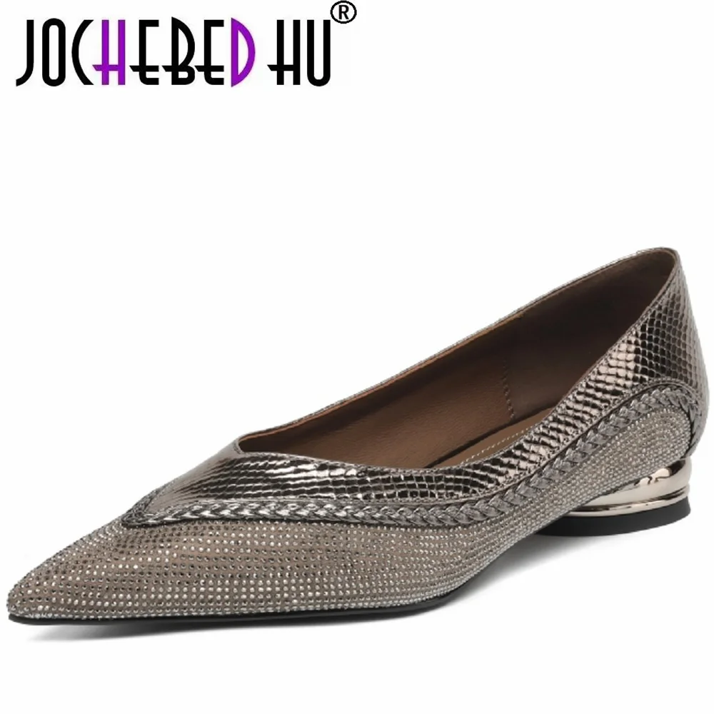 

【JOCHEBED HU】женские туфли без шнуровки из натуральной кожи в стиле пэчворк с острым носком, элегантные женские тонкие повседневные туфли высокого качества, мягкие комфортные