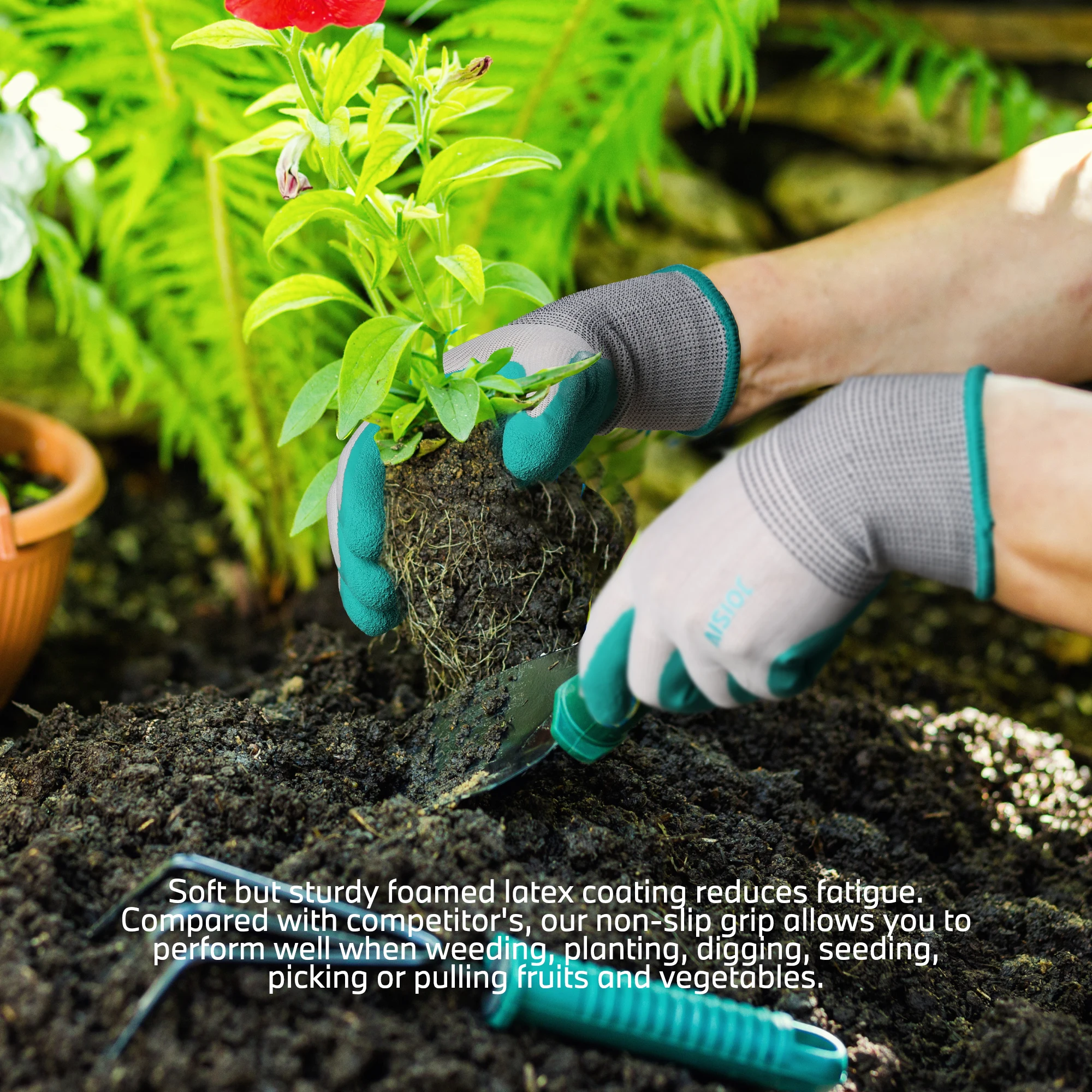 2/6 pares de guantes de jardinería, el mejor regalo para mujeres, guantes de goma recubiertos de gasa, guantes de jardín para patio, guantes de