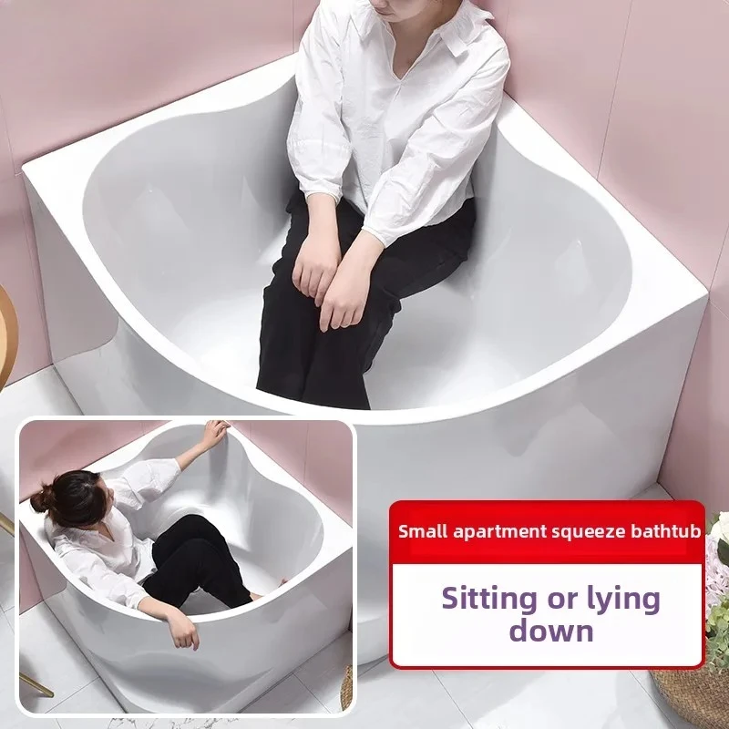

HYS corner bathtub acrylic freestanding adult household small deep bath tub large bath