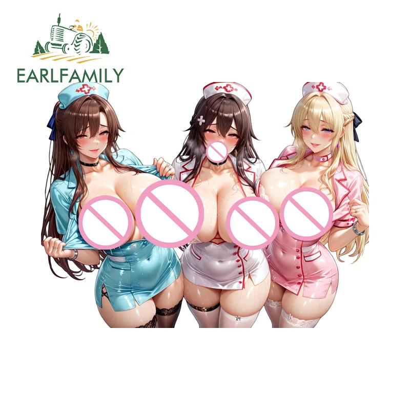 

EARLFAMILY Nurses Alluring Waifus Motorcycle Car Bumper Window Stickers Vibrant Scooter Skateboard Decals PVC Car Accessory