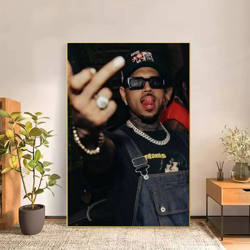 C-Chris Brown A-American Rapper Poster Versatile HD Waterproof Wall Art Self-Adhesive Decor for Any Space Ideal Gift
