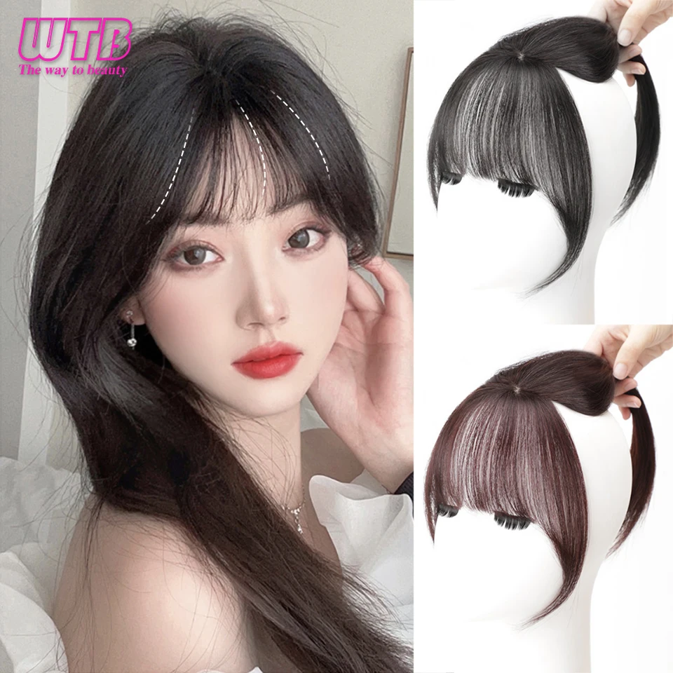 WTB Synthetic Bangs Wig Female 3D Bangs Natural Fluffy Head Replacement Cover White Hair Air Fake Bangs