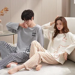 Couple Long Sleeves Sleepwear Autumn Winter Cotton Pajama Sets Print Pants Homewear Kawaii Clothes 2 Piece Sets Nightwear Lovers