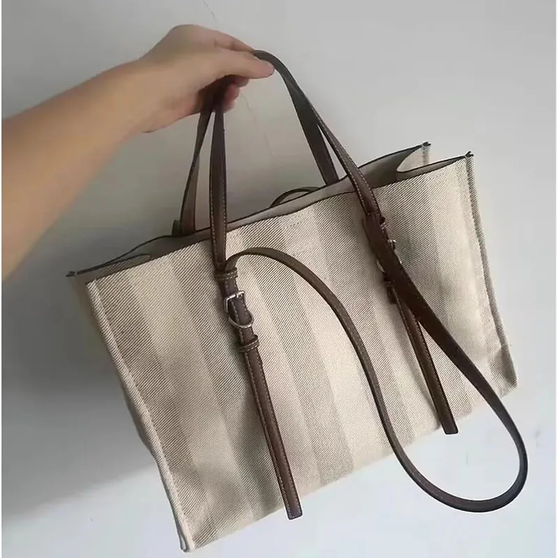 

Холщовая сумка через плечо большой емкости, женская контрастная портативная сумка-тоут в стиле ретро, сумка-мессенджер для поездок на работу, классные сумки