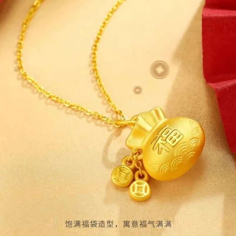 Popular Live Streaming Traditional Copper Plated Money Bag Zi Fu Bag Pendant Imitation Yellow Fortune Hanging Pendant Factory Di