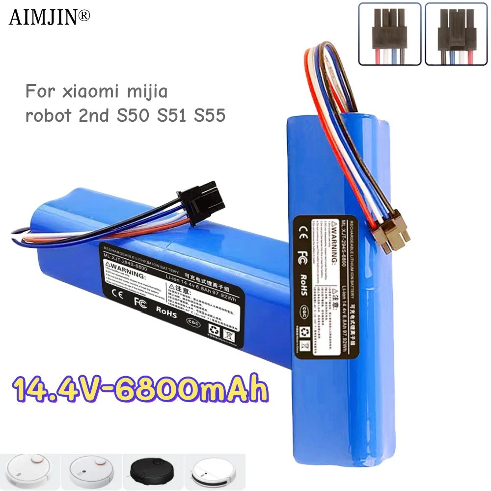 Аккумулятор 6800 мАч 14,4 В/14,8 В Li-Ionen Roboter Staubsauger Ersatz для Mijia 2. Roborock S50 S51 S55 Зуehör Ersatzteile