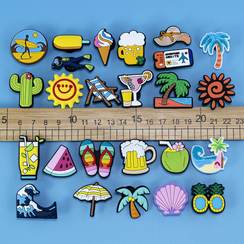 1/30 Stück Hawaii Schuh Charms Sonnenschein Meer Kaltes Bier Schuh Dekorationen Sonnenschirm Sonnenbrille Liege Sandalen Pins Zubehör – Detail 5