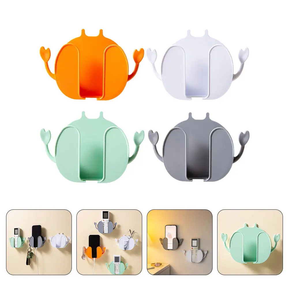

4Pcs Wall Mount Phone Charger Holder PP Material Adhesive Punch-Free Bedroom Living Room Kitchen Office Organizer Bracket