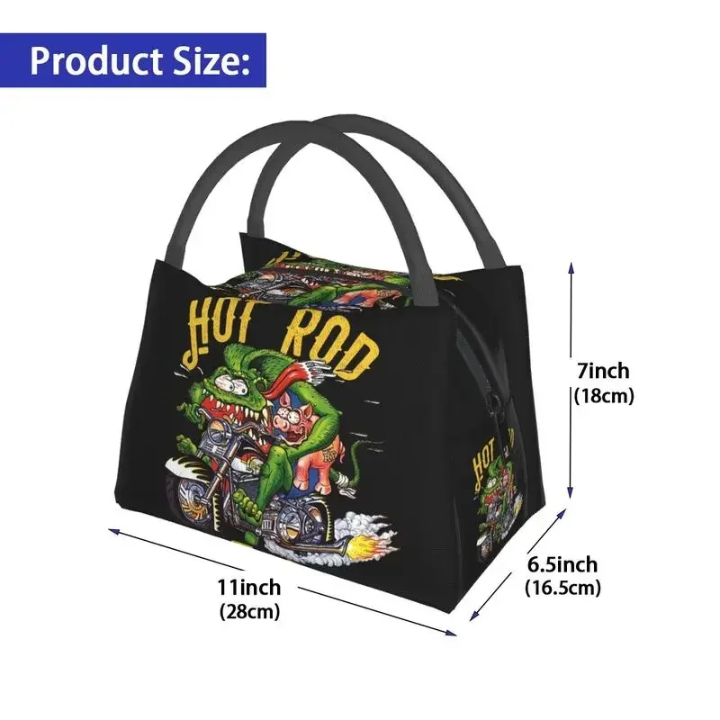 Ratfink Ride Insulated Lunch Bags for School Office Rat Fink Waterproof Thermal Cooler Bento Box Women lunchbag