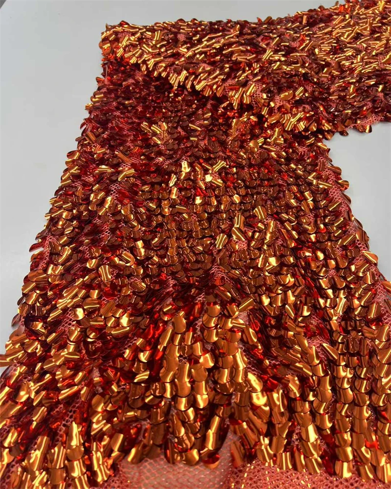 

Luxury Nigerian Beaded Lace Fabric High-Quality Sequins African Party Dress Sewing Material for Special Occasions