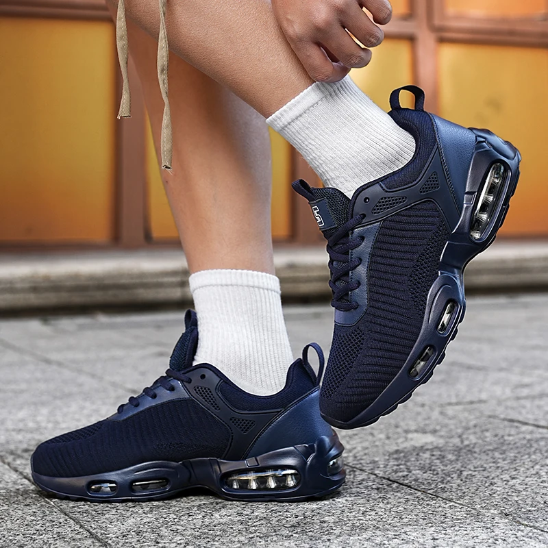 

Новые модные повседневные мужские кроссовки большого размера на шнуровке износостойкой тканой сетки, легкие и удобные уличные кроссовки