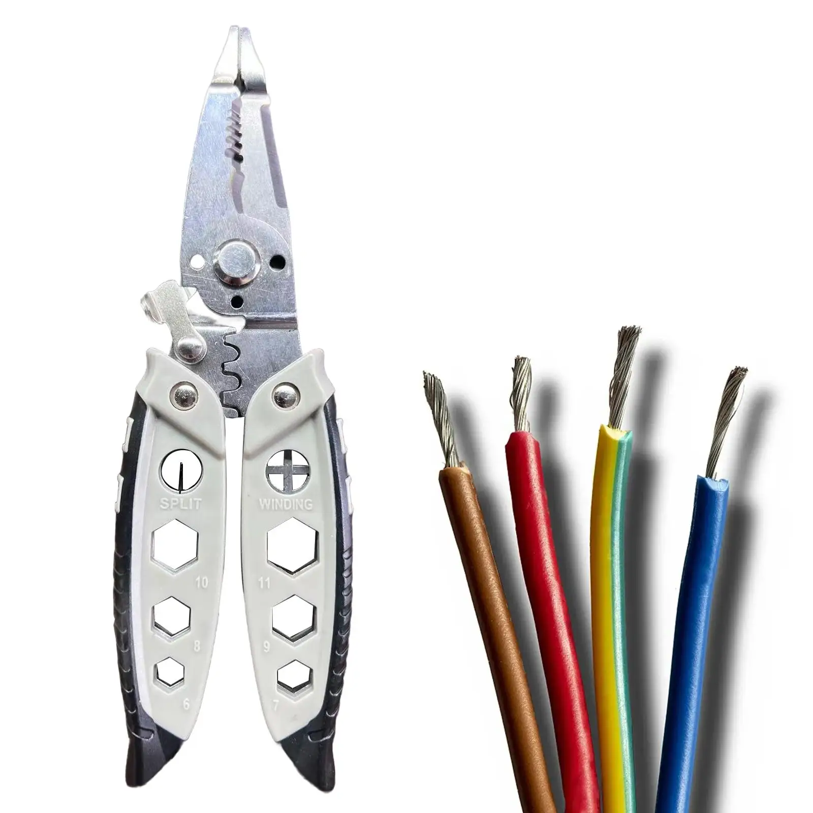 

Wire Stripper Multifunctional Metal Lock Wire Cutter Wire Crimping Tool Hand Tool for Cutting Pulling Crimping Winding Splitting