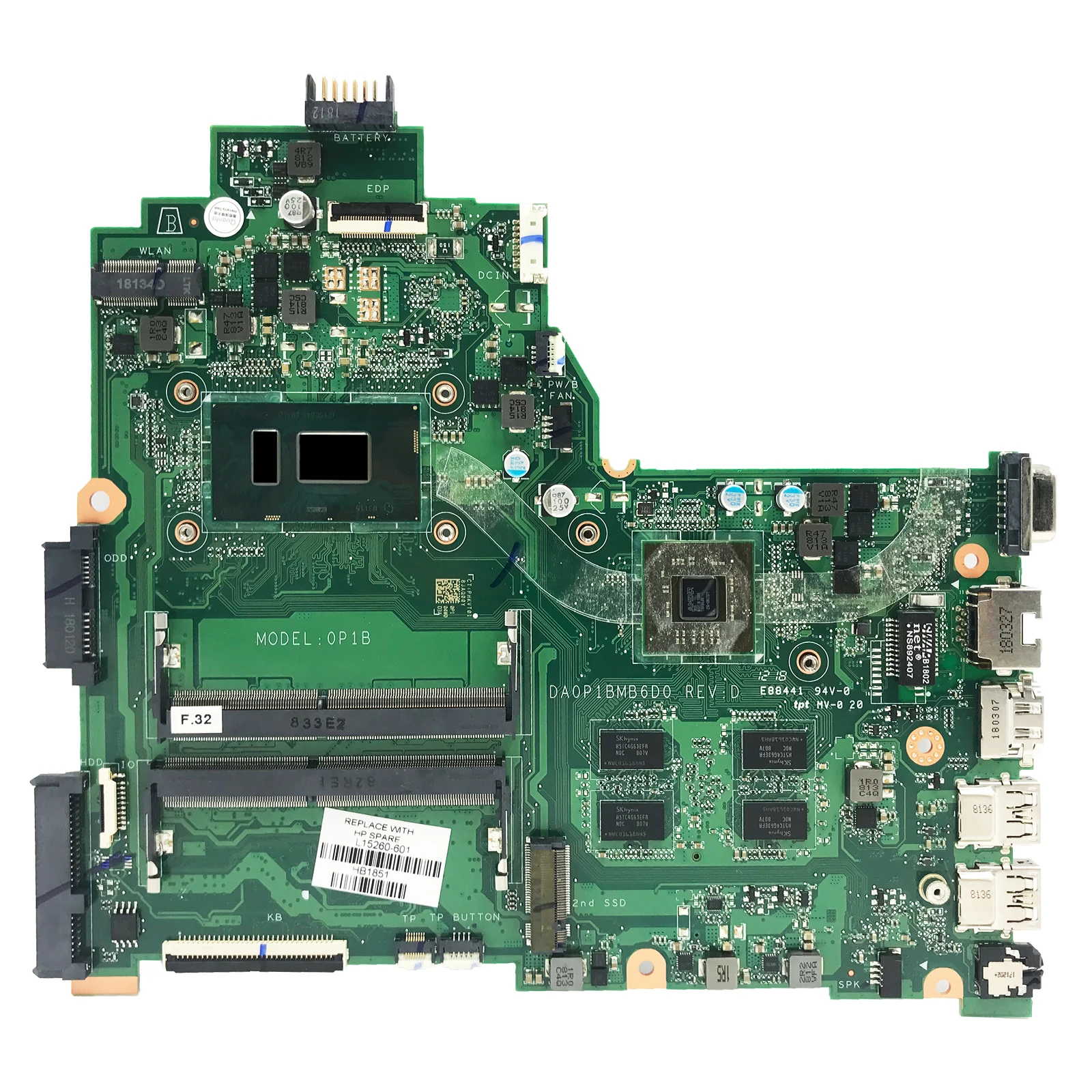 Imagem -02 - Placa-mãe do Portátil para hp Placa-mãe Processador Central i3 i5 i7 i7 V2g Da0p1bmb6d0 Da0p1bmb6d1 i3 i5 i7 6o 7o 8o Gen V2g