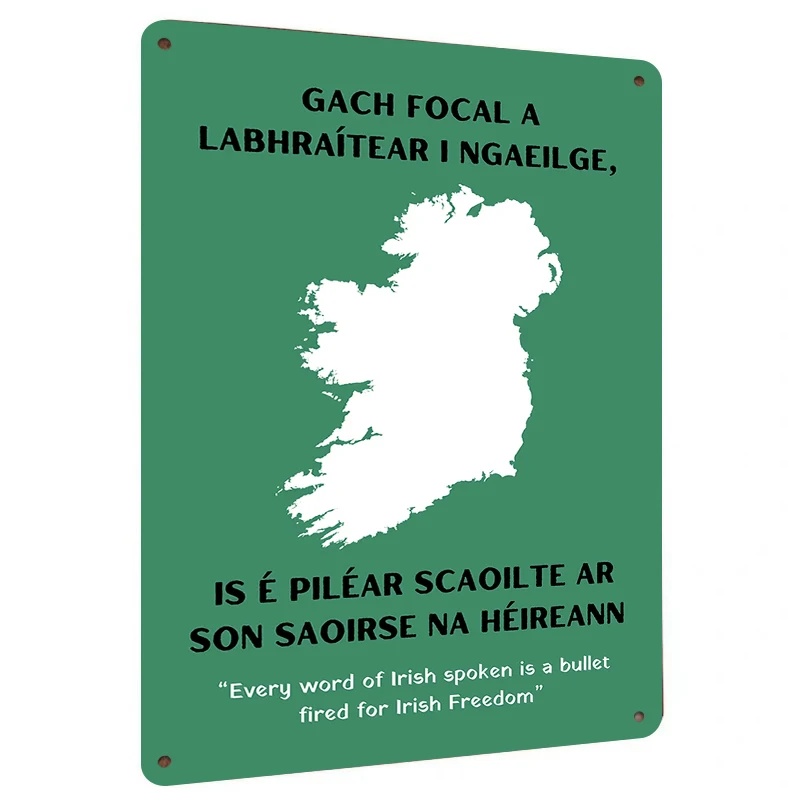 Irish Language Freedom Metal Wall Art Irish Map Typography Decor for Home Office