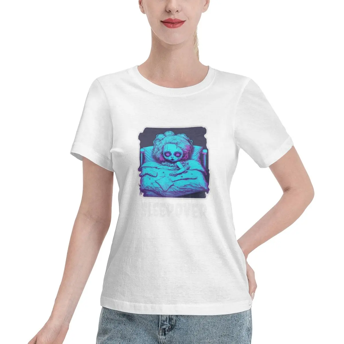 Long Lasting Creepy Sleepover Women's T-shirt Daily Casual Summer Women Top